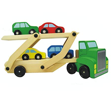 Daluo Children's Wooden Toy Car Can Be Assembled Car Wooden Bunk Transporter (A)