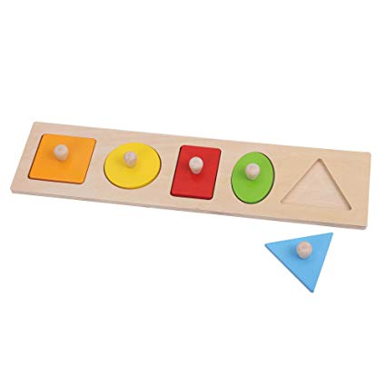 Fat Brain Toys Geometry Puzzle - Let's Learn Shapes! Wooden Puzzle