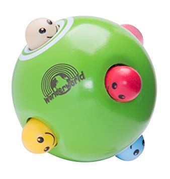 Wonderworld Hide 'N Seek Peek-A-Boo Ball Green Interactive Wooden Baby Toy - Small For Little Fingers