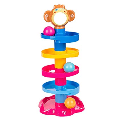 Elover Ball Drop Toys, Swirl Ball Ramp 5 Layer Tower Run includes 3 Colorful Balls with Bells Toy Set for Kids Toddlers Gifts