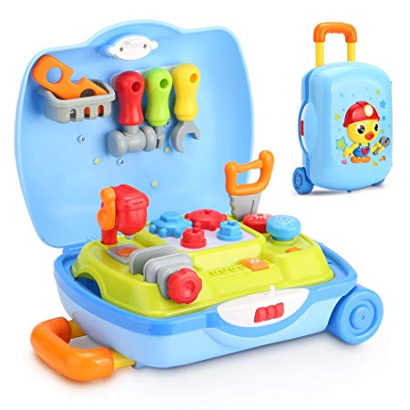 Toyk Super Fun Multifunctional music Suitcase Kids learn Hammer hit toy set Lights With Adjustable Sound Educational Music Toys For boys and girls