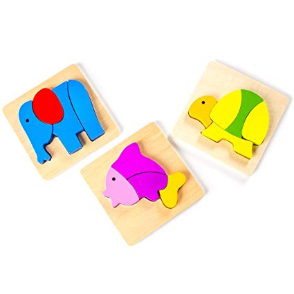 Fat Brain Toys Nature Buddies Set of 3 Wooden Mini Puzzles