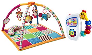Infantino Safari Fun Twist and Fold Activity Gym and Play Mat with Take Along Tunes Musical Toy