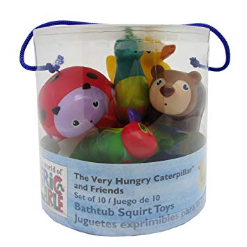 The World of Eric Carle, The Very Hungry Caterpillar 10 Piece Bathtub Squirty Toys Set, 5.5