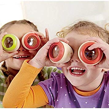 2 Pcs Magic Bee Eye Effect Kaleidoscope Wooden Kids Toy Prism to Observe the Colorful World Funny...